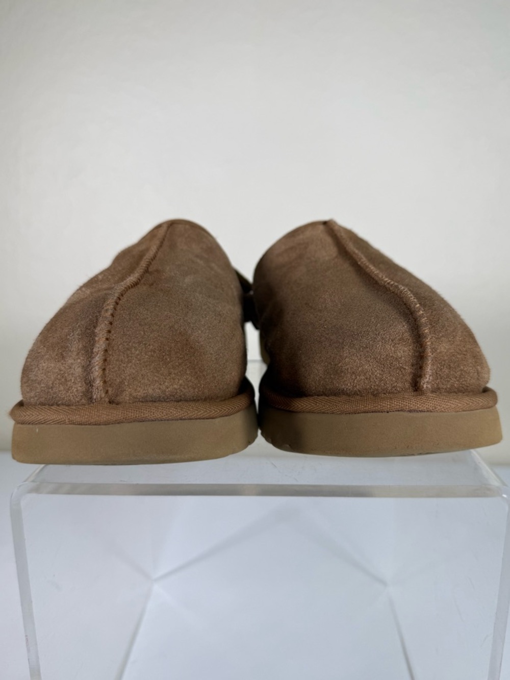 UGG Lanah Chestnut Suede Leather Platform Clogs Mules Fur Lined Slippers Size 9 - Picture 7 of 13